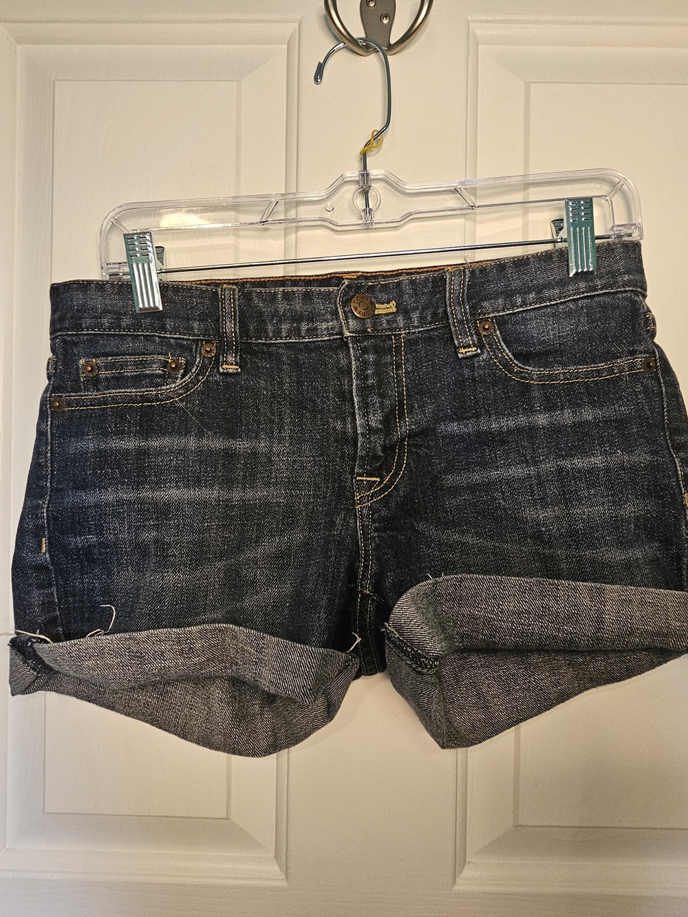 J Crew Hipslung Dark Wash Denim Cuffed Women's Shorts Size 2